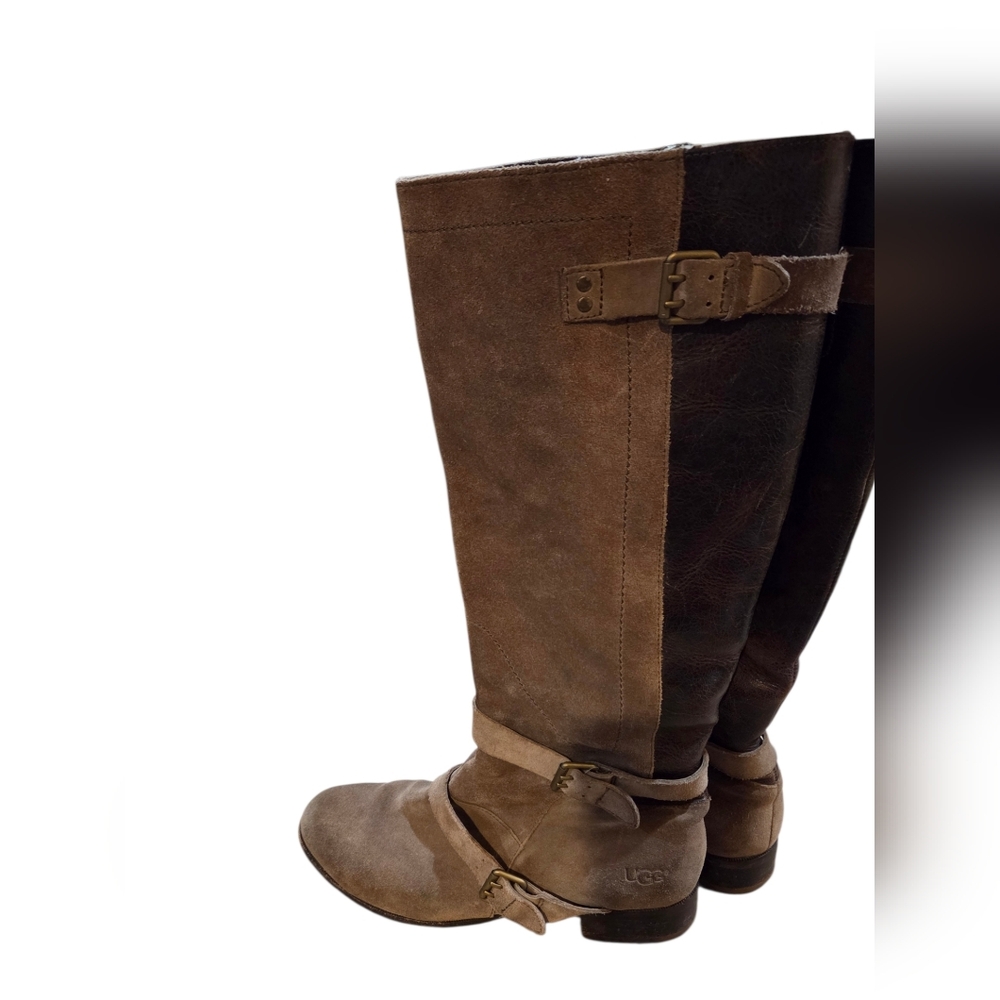 UGG Australia - Cydnee Tall Riding Boots w/ Crackled Leather Panels & Buckles - Picture 5 of 15